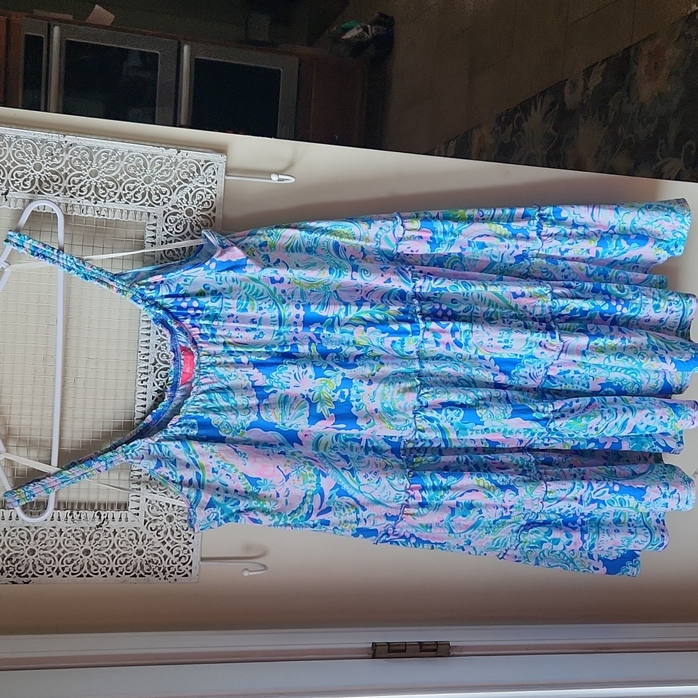 Lilly Pulitzer Blue Pink Green Paisley Tiered Sundress - Picture 3 of 15